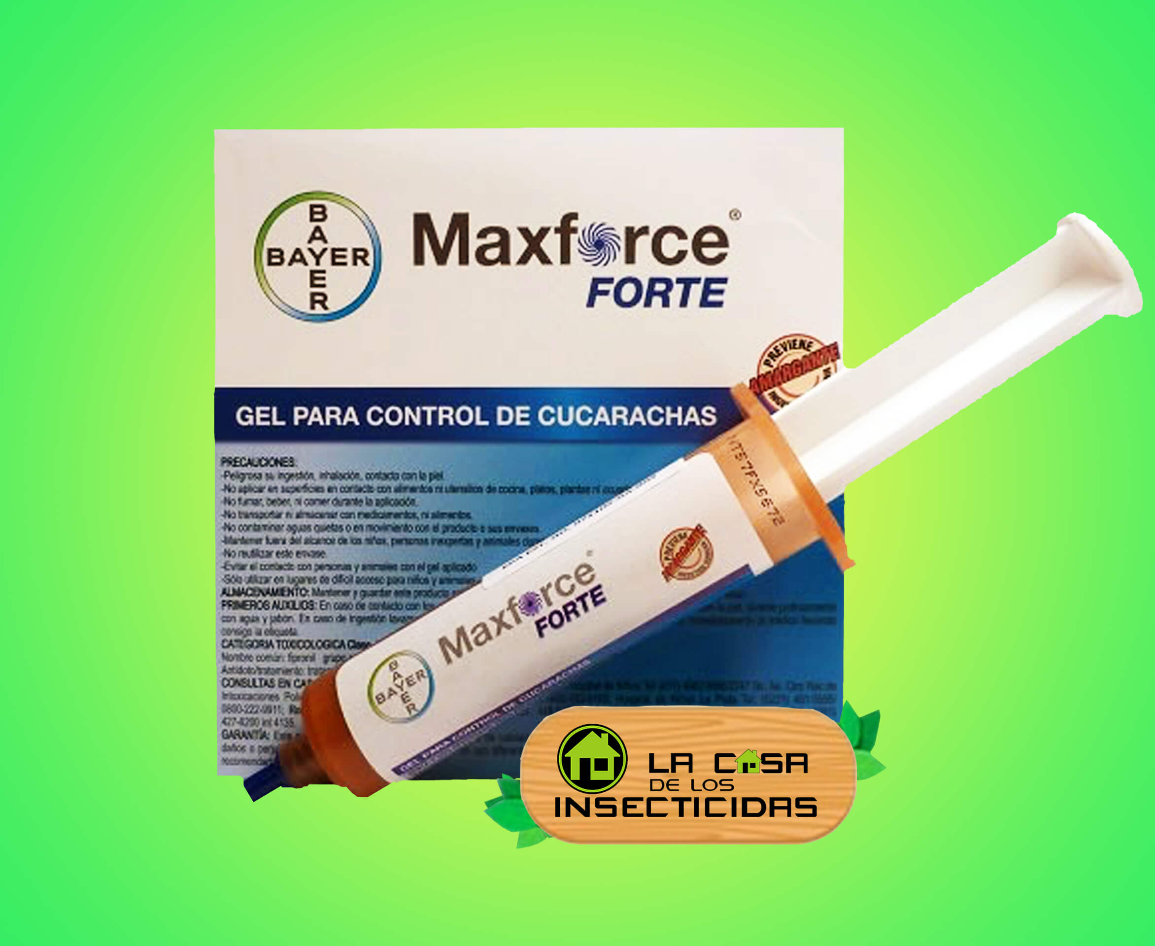 Maxforce Forte gel cucarachicida by Bayer. Hecho en USA.